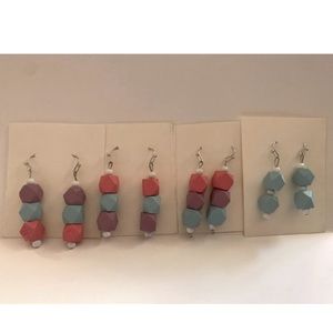 Handmade wooden bead pastel earrings